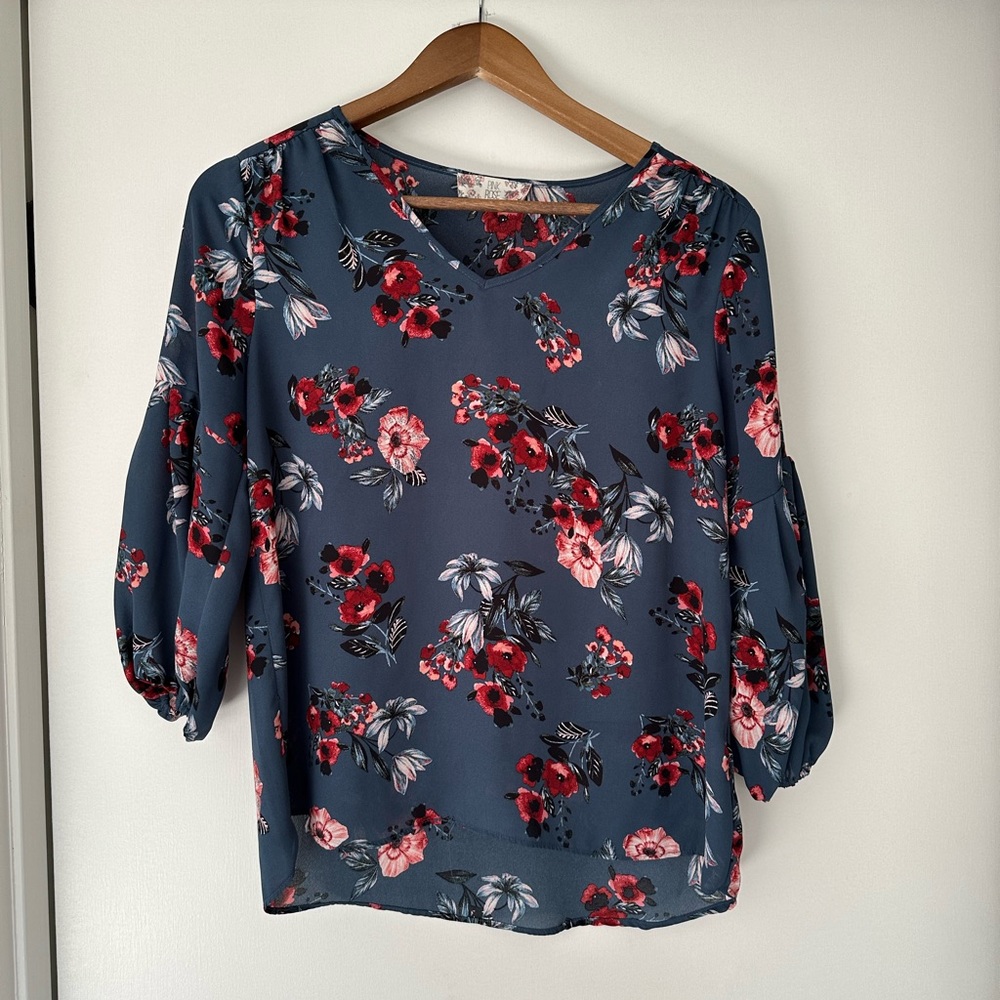 Spring Floral V-Neck Top